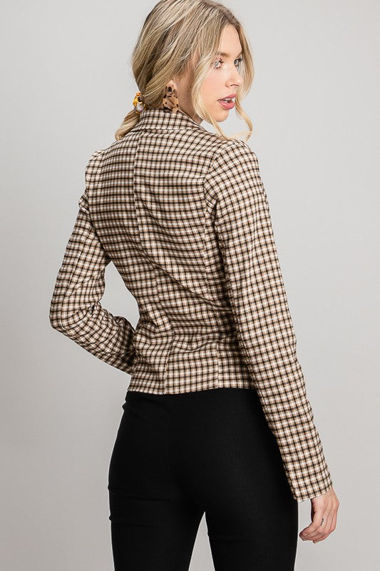 Camel Double Zipper Bolero Blazer