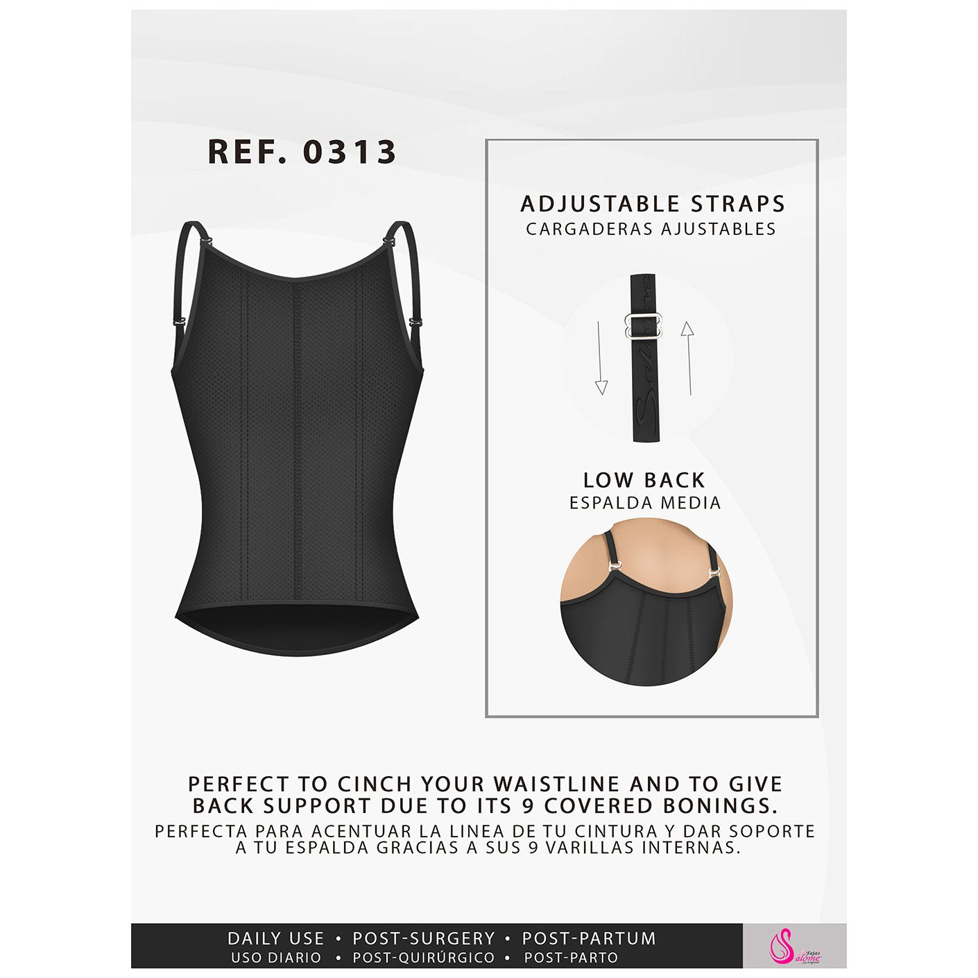 Fajas Salome 0313 | Waist Trainer Vest Tummy Control Compression Garment for Women | Colombian Body Shaper for Daily Use - Pal Negocio