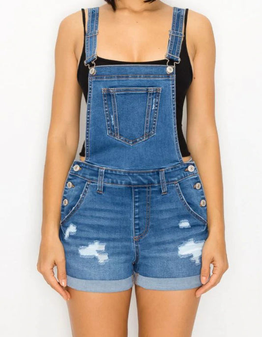 DESTROYED ROLLED CUFF SHORTALLS