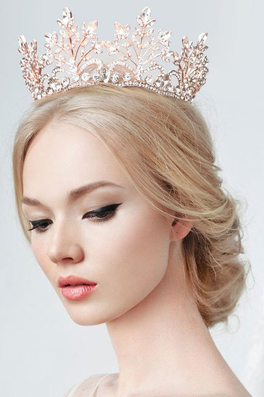 Rhinestone Embellished Leaf Pageant Crown Tiara