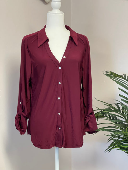 Burgundy Button Down Top